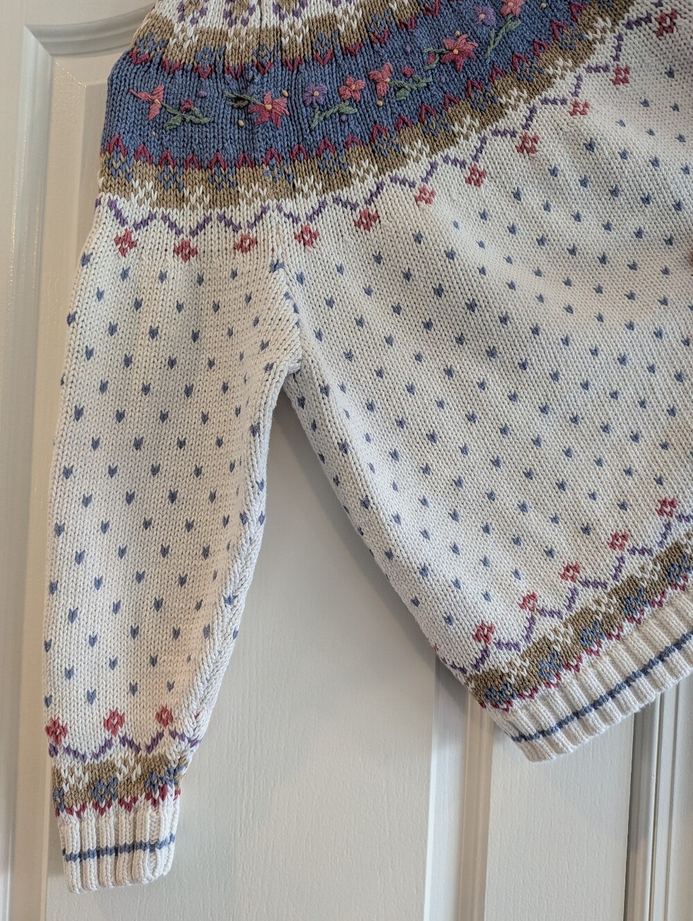 Vintage Northern Isles Hand Knit Embroidered Sweater Grandma Cottagecore Size M - Picture 11 of 12